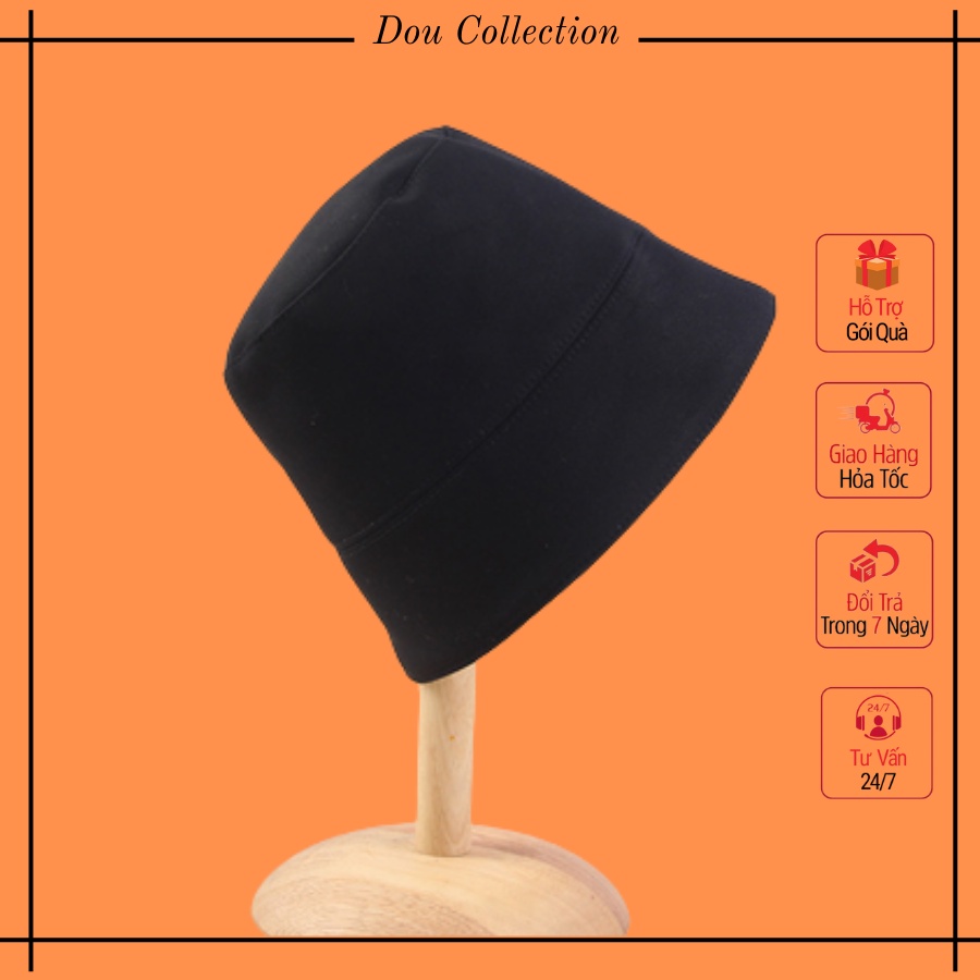 [Nowship2h] Mũ bucket Unisex trơn cao cấp Phong Cách Rento Nhật Bản màu đen - Chất Liệu Cotton - Mã NV029