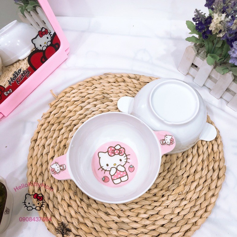Chén 2 quai HelloKitty Doreamon