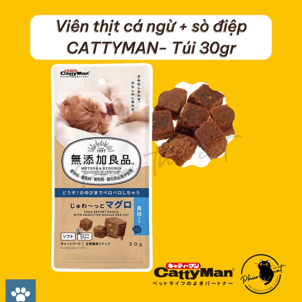 Viên thịt cá ngừ CATTYMAN bổ sung cá bào/sò điệp/thịt gà - Thơm ngon, bổ dưỡng - Túi 30gr | phinthecat