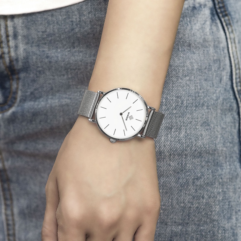 Đồng Hồ Quartz WWOOR Chất Liệu Thép Không Gỉ Mạ Vàng Hồng Chống Thấm Nước Reloj Mujer-8840