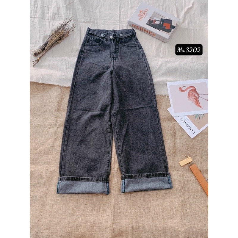 Quần baggy jeans, quần bò jean baggy ống rộng lưng cao màu đen, đen xám nhiều mẫu