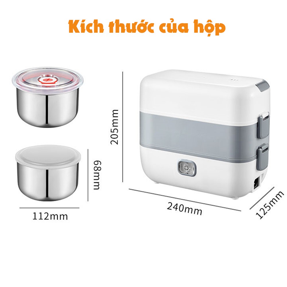 [CHÍNH HÃNG] Bộ Hộp Cơm Cắm Điện 2 Tầng MD-628 Có Thể Hâm Nóng Hoặc Nấu Chín