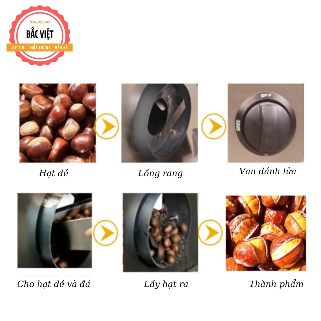 Máy rang hạt dẻ, máy rang hạt ngũ cốc, hạt điều ,các loại hạt nông sản từ 5-7kg - Bảo hành 12 tháng