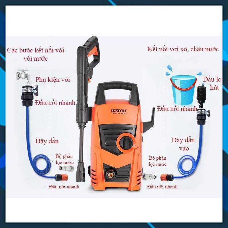 Bơm áp lực cao phun rửa oto xe hơi, xe máy 628 TL (Loại tốt) tặng gang tay lau xe M 241