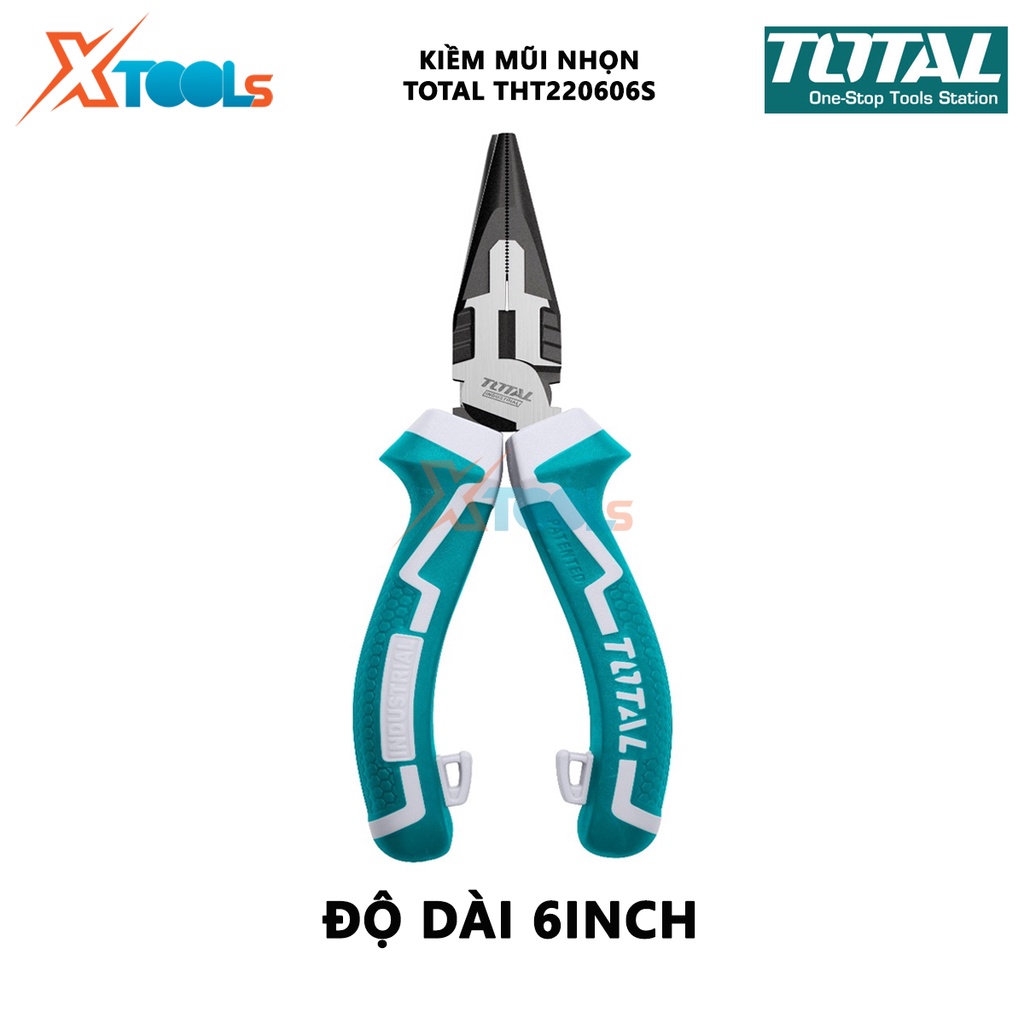 Kìm mũi nhọn cao cấp  TOTAL THT220606S | kềm mũi nhọn mỏ dài Kích thước 6 inch;/160mm,8inch, Chất liệu bằng thép CR-V, đ