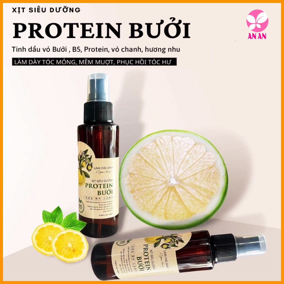 Xịt dưỡng tóc Bưởi Lam Hải Anh 100ml - Xịt siêu dưỡng Protein Bưởi giúp tóc chắc khỏe xuông mượt