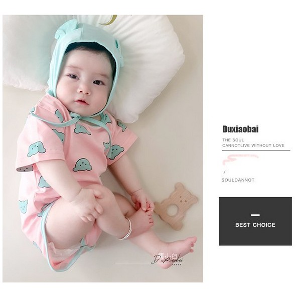 Áo Liền Quần + Nón Cho Bé Mới Sinh