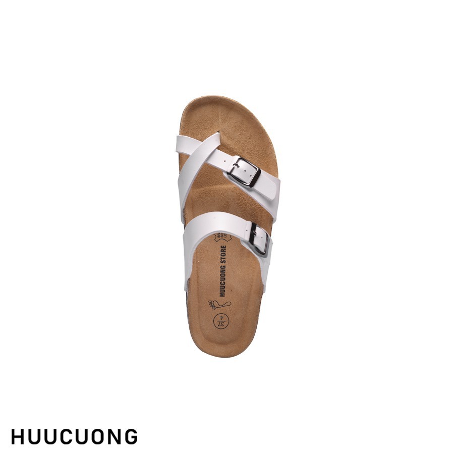 Dép nữ xỏ ngón Huucuong màu trắng Unisex đế trấu