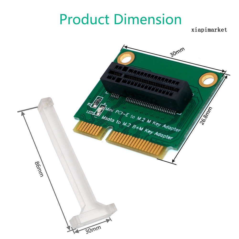 LOP_Mini PCI-E to NVME M.2 SSD Adapter mSATA to M.2 Key B+M Vertical Card Converter