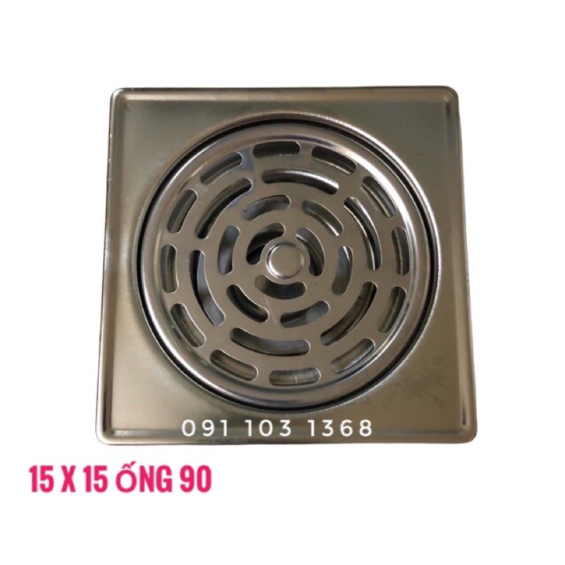 Thoát sàn inox 201 kích thước 15x15cm ống chờ 90