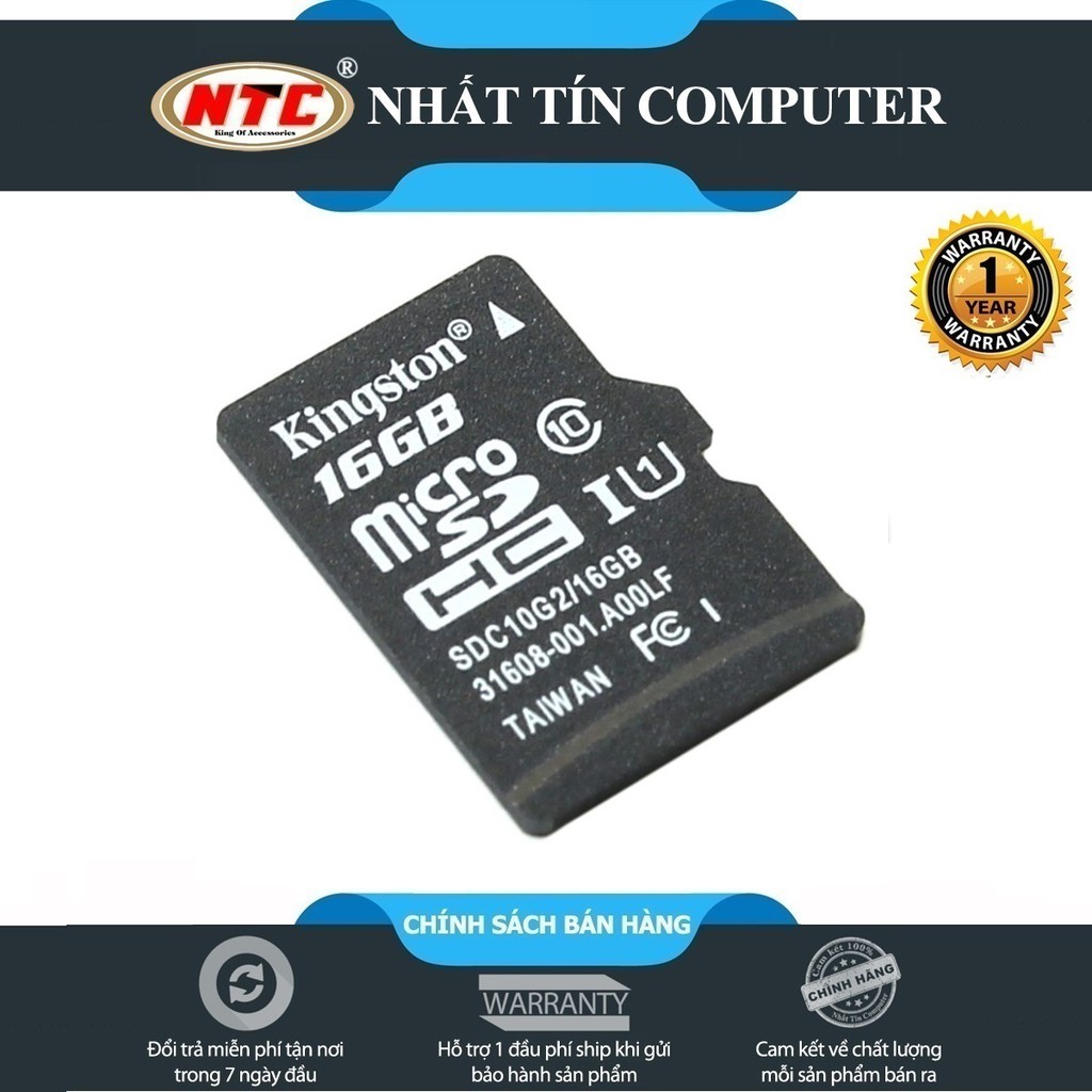 Thẻ nhớ microSDHC Kingston 8GB / 16GB Class 10 U1 80Mb/s Không Box (Đen)