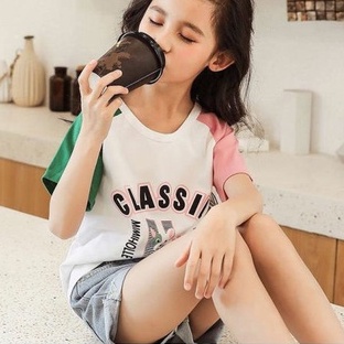 Áo Thun Ngắn Tay In Hình Phong Cách Hàn Quốc Cho Bé Gái