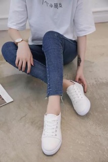 Giày thể thao vải Trắng/Đen (ẢNH THẬT)