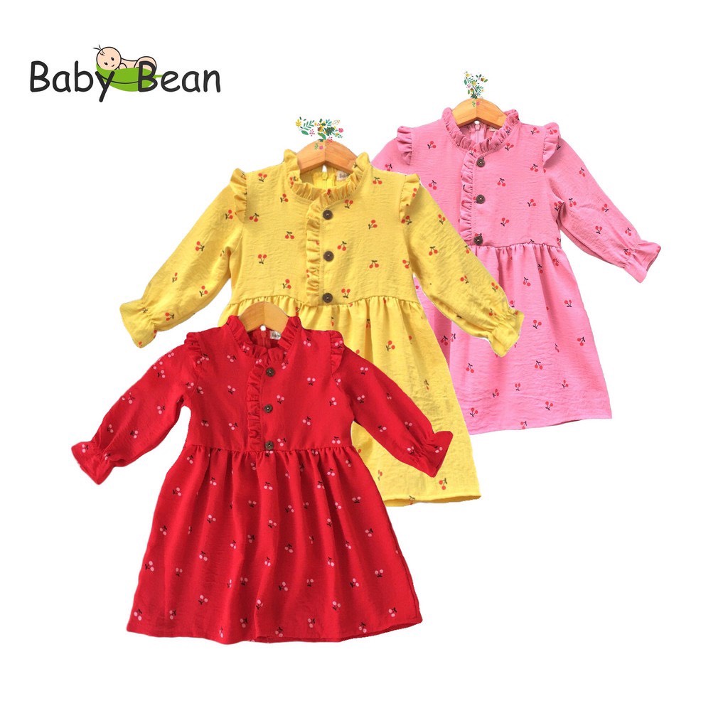 Đầm Đũi Cổ Tàu Bèo Nhún Hoa Nhí bé gái BabyBean