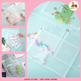Bìa đựng hồ sơ A4 nhiều hình kute (Khủng Long - Kỳ Lân - Mèo - Hoa - Vũ trụ), bìa nhựa trong suốt đựng giấy tờ hồ sơ.