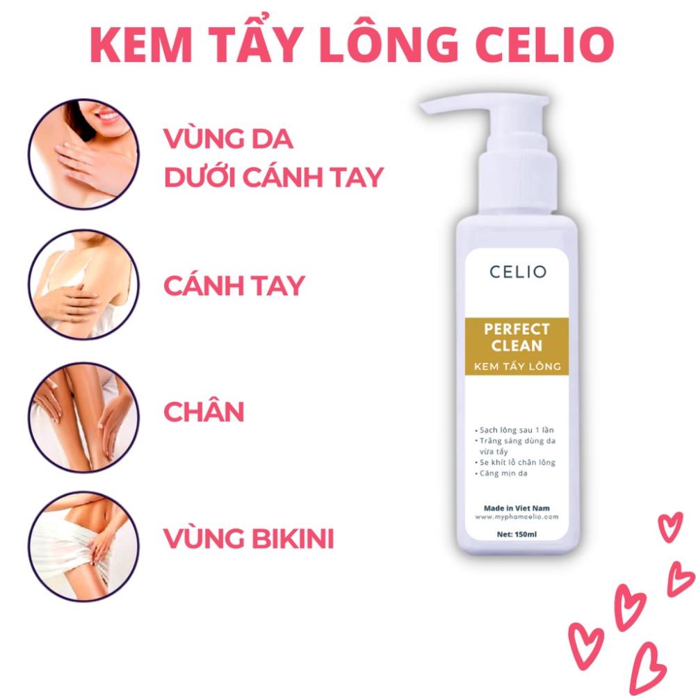 Kem Tẩy Lông CELIO Triệt Sạch Bất Chấp Các Loại Lông Dùng cho Vùng kín Bikini Nách Chân Tay Ngực an toàn cho da nhạy cảm