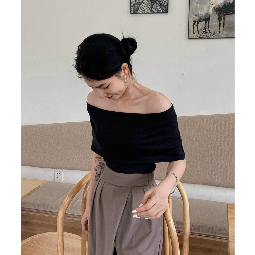 Áo Bẹt Vai Bản To Trơn