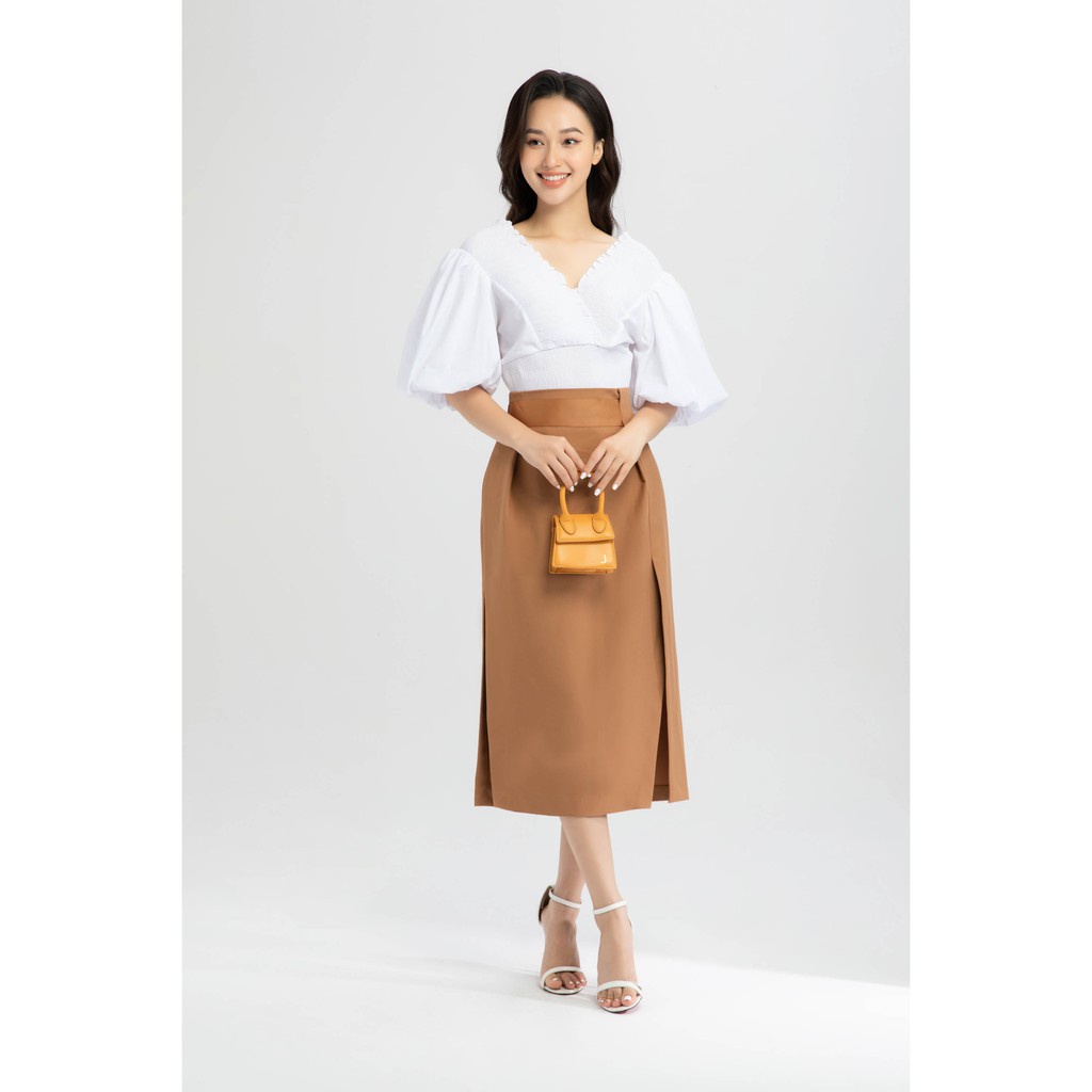 Áo croptop tay bồng nữ IVY moda MS 16B8137