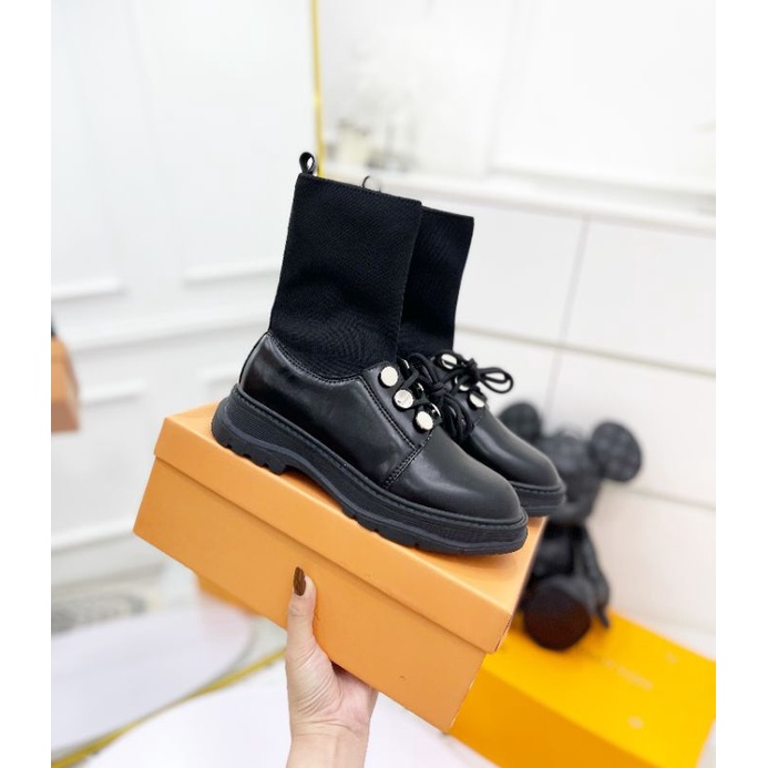 M(ẢNH THẬT) Boot Cổ Thấp Len Chun Pha Da Mềm Êm Fullbox Xịn Cao Cấp