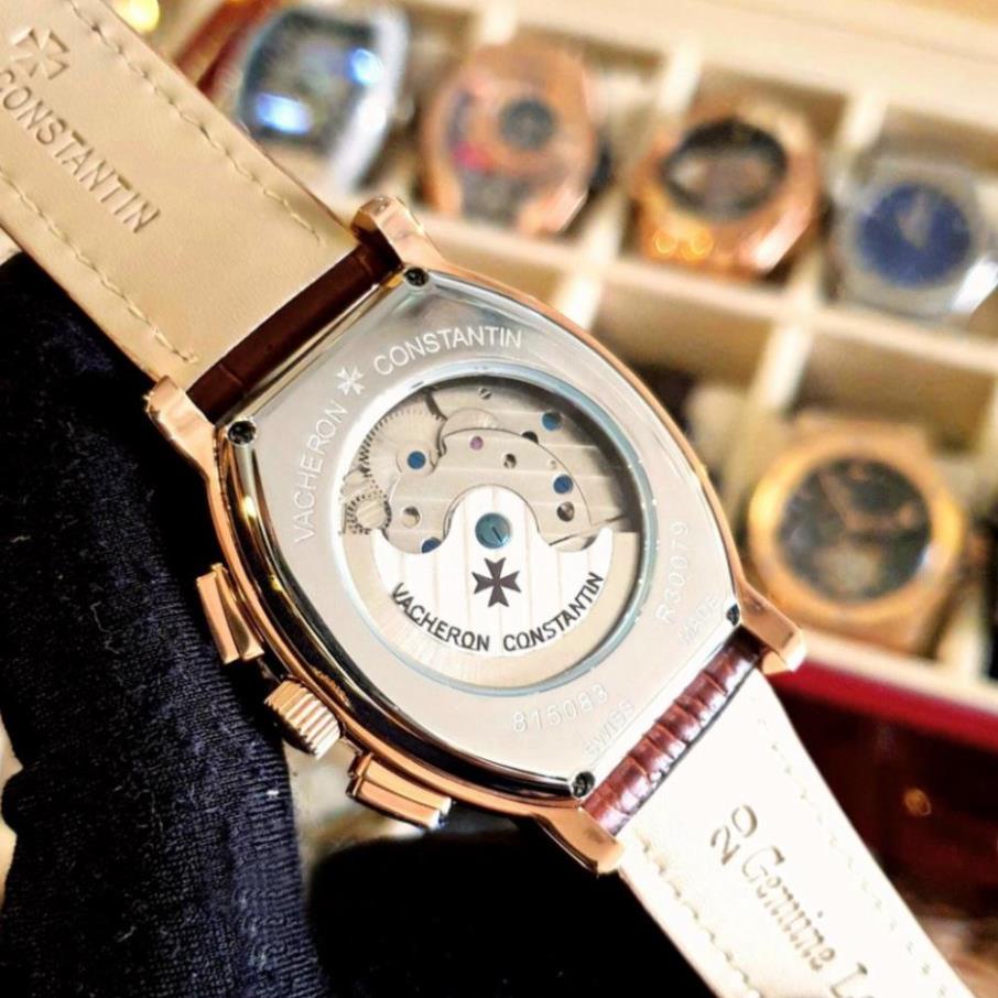 Đồng hồ Nam vacheron máy nhật, mặt đen viền trắng, dòng cơ Automatic + Thẻ Bảo Hành , Đồng hồ thật đẹp