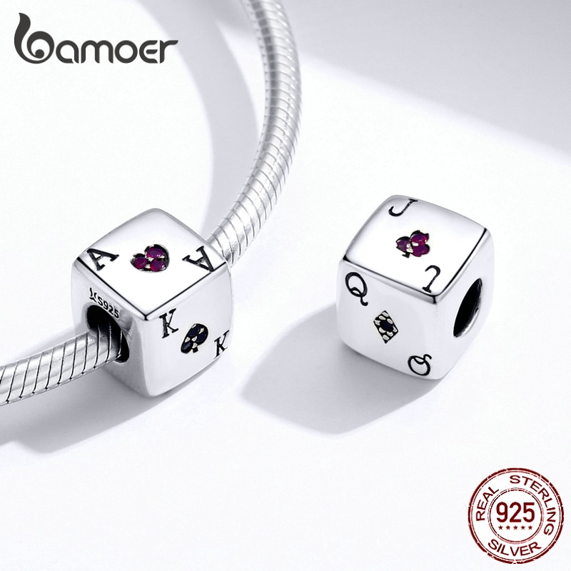 Hạt trang sức BAMOER SCC1440 làm từ bạc 925 hình viên xí ngầu khu rừng ma thuật độc đáo