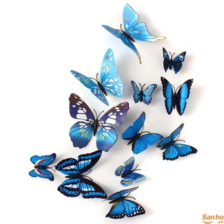 Bộ 12 con bướm 3D trang trí dán tường