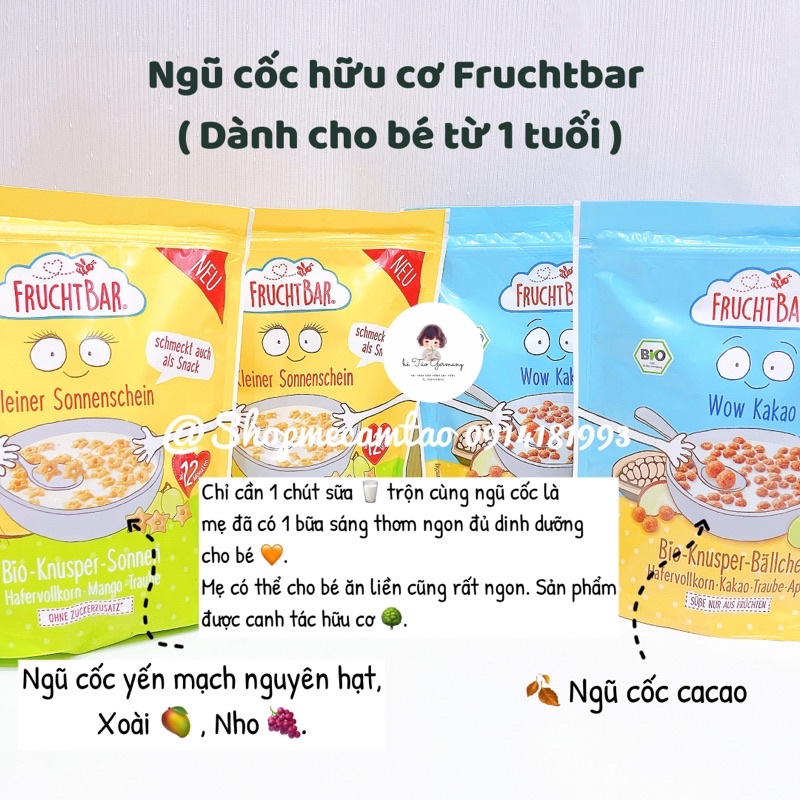 Ngũ cốc hữu cơ Fruchtbar Đức cho bé 1 tuổi trở lên (Hàng Air)