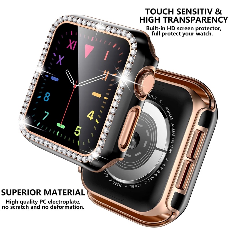 Bộ Ốp Bảo Vệ Mặt Đồng Hồ + Kính Cường Lực 45mm 41mm 40mm 44mm 42mm 38mm Cho iwatch series 7 3 4 5 6 SE