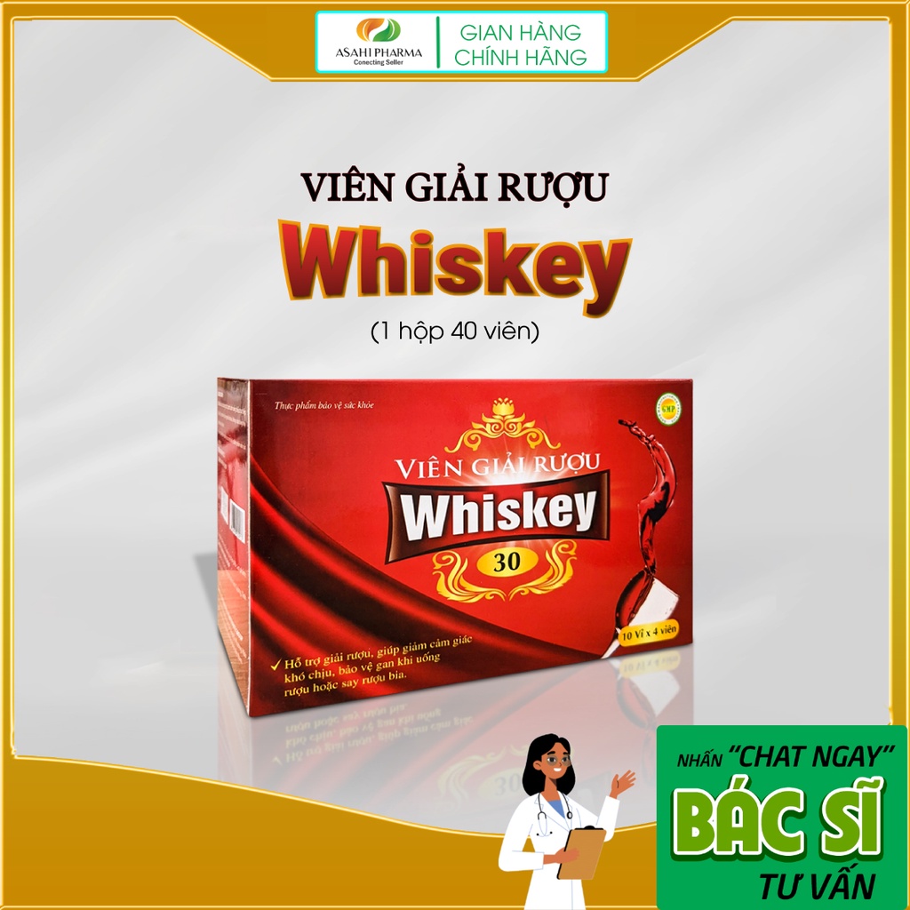 Viên Giải Rượu Whiskey 30 - Hỗ Trợ Giải Rượu Nhanh Chóng, Giảm Đau Đầu, Bảo Vệ Gan