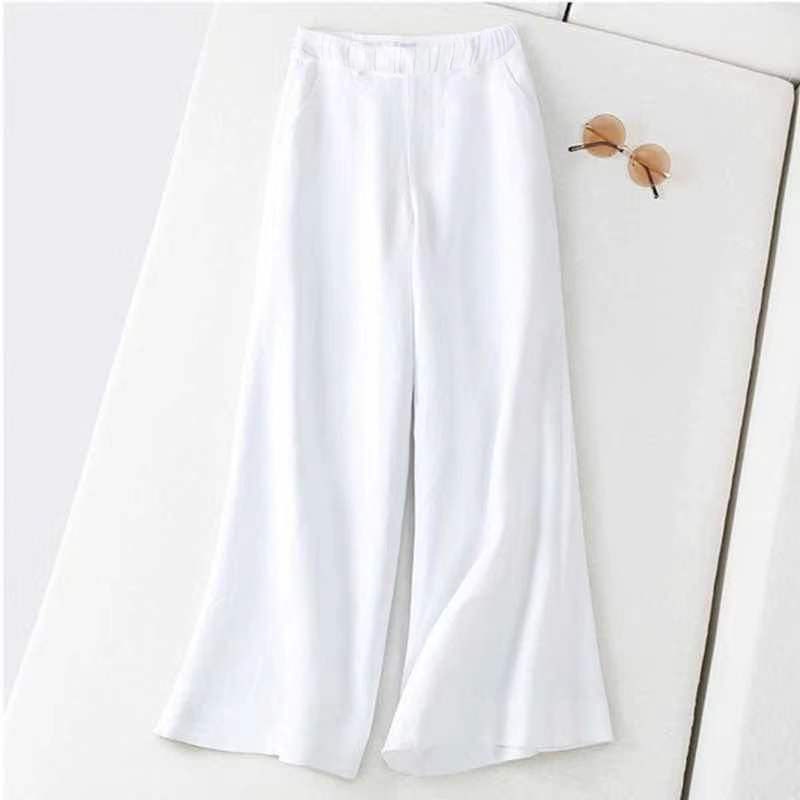 Quần Dài Vải Lanh Cotton Ống Rộng Thời Trang Xuân Hè Cho Nữ