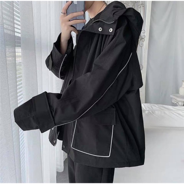 Áo khoác dù viền sọc /ĐEN/KEM/Nam nữ Unisex/FREESHIP 99K❤️