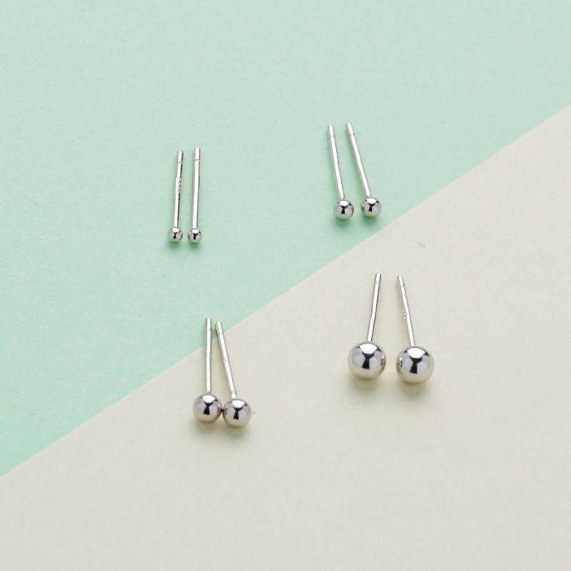 Bông Tai Bạc S925 Bi Nhí Mini Dots Nhiều Size Tối Giản | Khuyên Tai Unisex Trang Sức Bạc