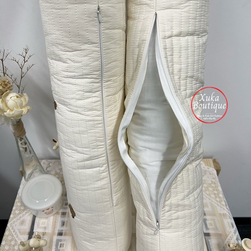 Gối Ôm Cotton Cao Cấp KAMIMI Cho Bé Thêu Gấu Oliu style Hàn Quốc (MSG100)