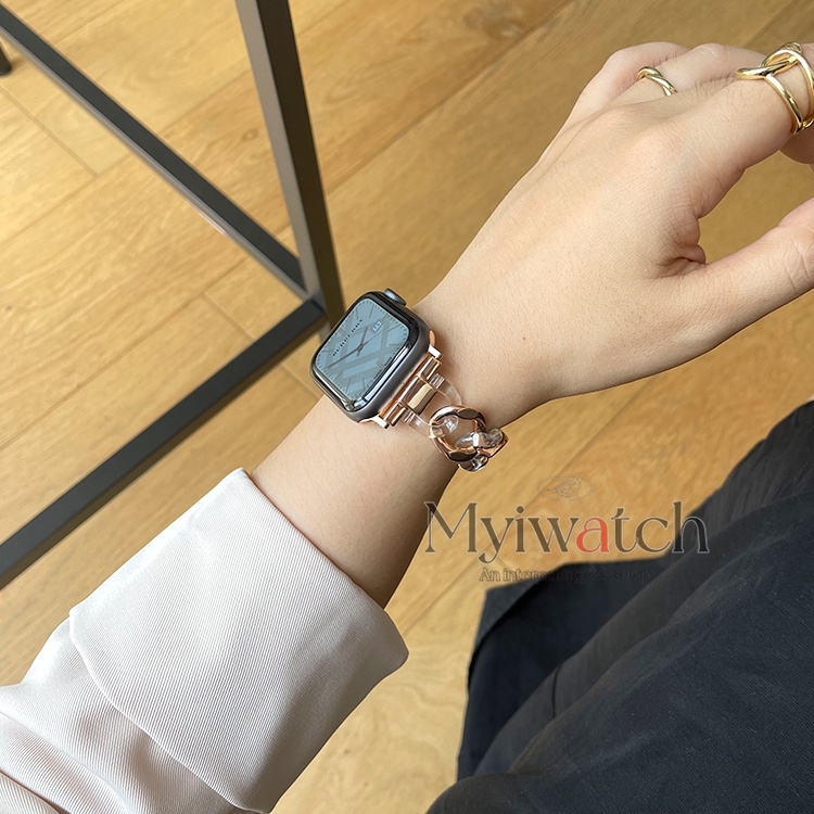 Dây đeo đồng hồ bằng nhựa trong suốt thích hợp cho Apple iwatch 7 6 SE 5 4 3 2 1 42mm 44mm 40mm 38mm 41mm 45mm