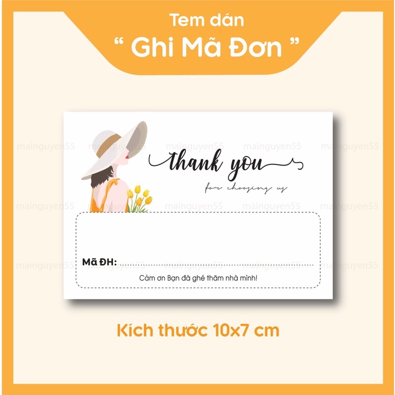 Tem dán Thank You , Tem Ghi Mã Đơn
