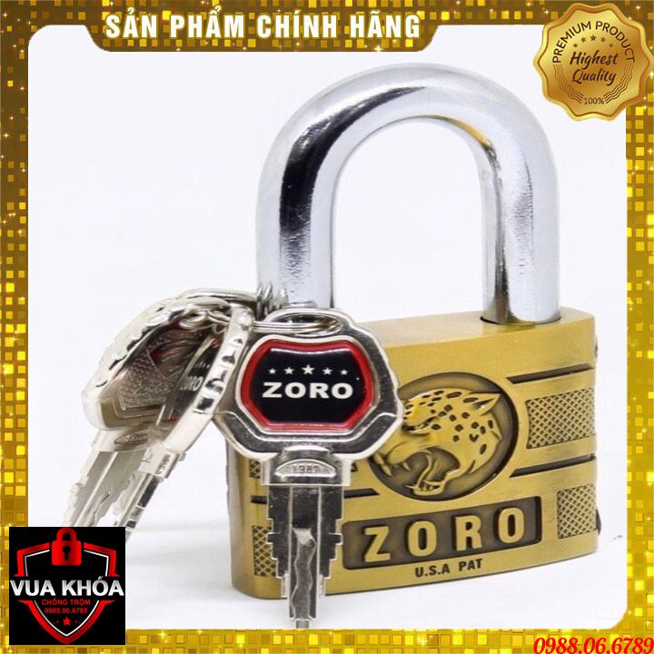 Ổ khóa cao cấp ZORO 6 phân,đầu báo,chìa kiếm ⚡FREE SHIP⚡ổ khóa bấm không cần chìa.Công nghệ Mỹ: chống cưa-chống rỉ sét