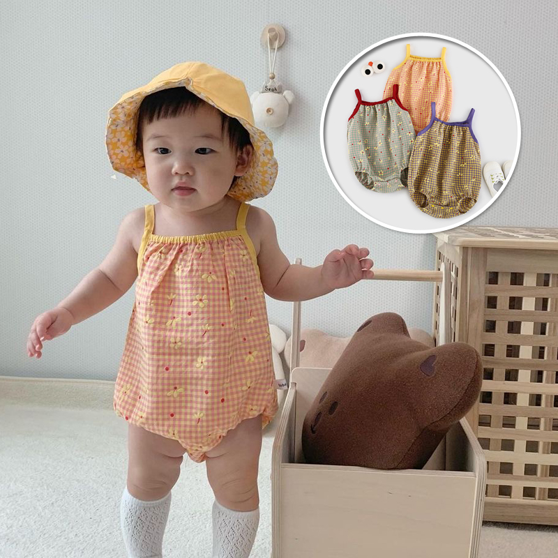 Đầm yếm in họa tiết hoa dễ thương thời trang dành cho bé gái