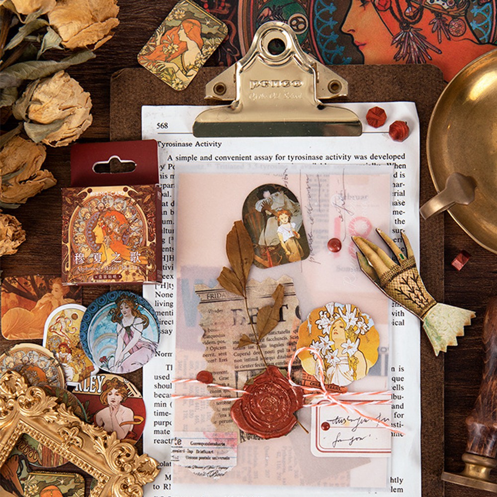 Set 46 Miếng Dán Trang Trí Phong Cách Vintage