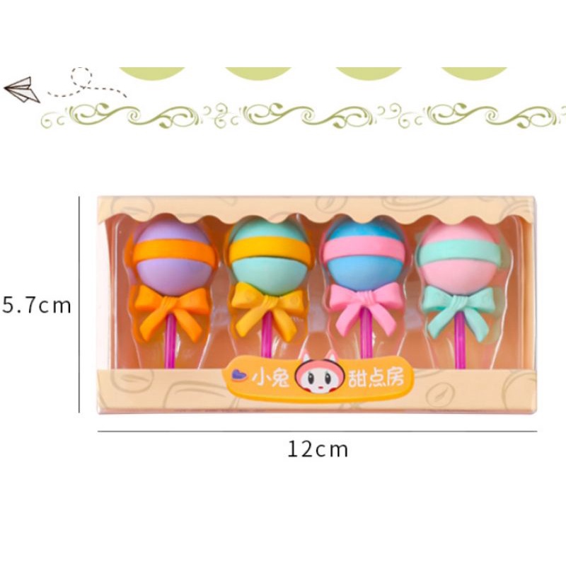 Tẩy bút chì cute set 4 gôm cỡ lớn hình đồ ăn đáng yêu tẩy sạch tiện lợi cho học sinh sinh viên