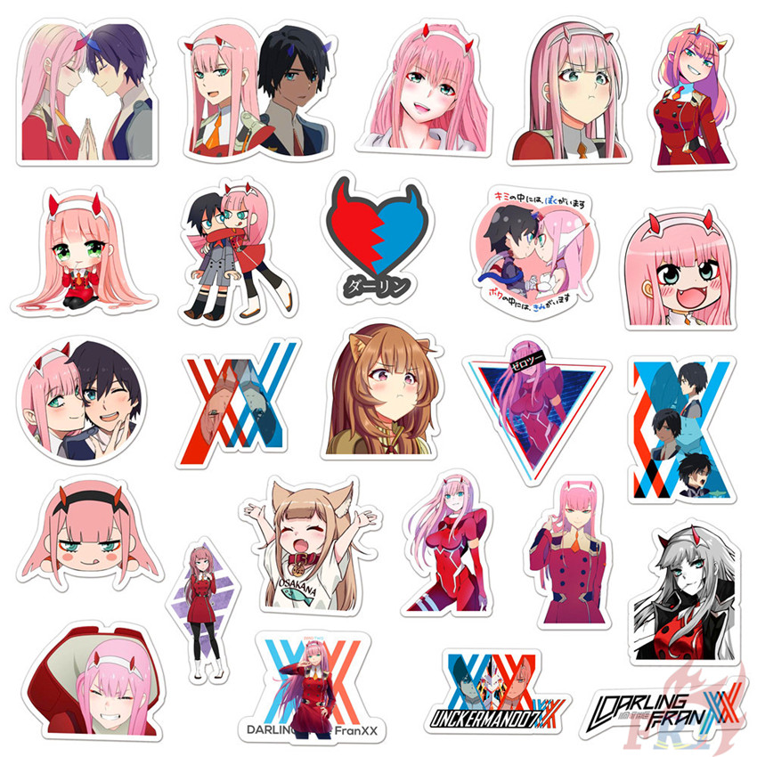 Set 50 miếng dán trang trí chống nước hình hoạt hình  DARLING in the FRANXX thời trang DIY