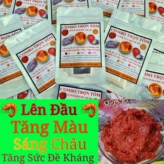  Combo trộn tôm Red Big Head Nguyên liệu làm Tôm Trộn cho cá la hán,Dinh dưỡng trộn Tôm và Tim Bò làm Thức Ăn Cho Cá 