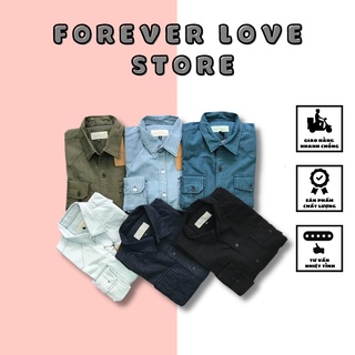 Áo sơ mi denim nam tay dài phối túi cao cấp - SB167