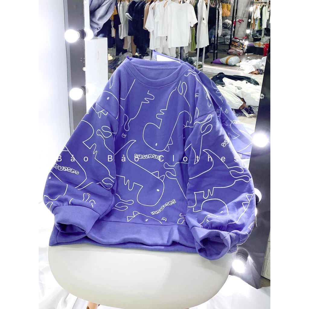 Áo Nỉ Sưeater Tay Bồng Nỉ Ngoại Khủng Long Unisex Nam Nữ Ulzzang