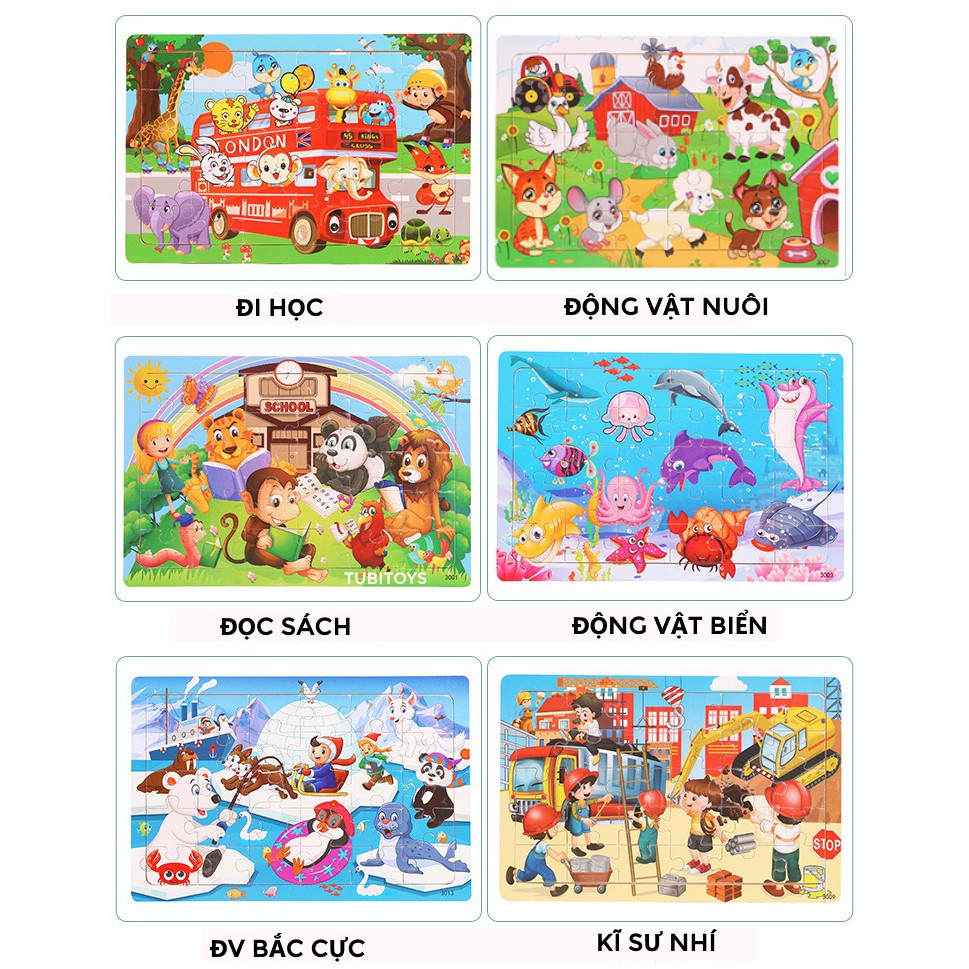 Xếp hình cho bé 30 mảnh ghép gỗ nhiều mẫu mới 3-5 tuổi, đồ chơi ghép hình trí tuệ ETOYS