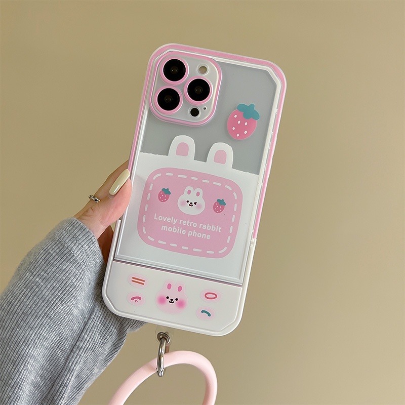 Ốp Điện Thoại Silicon In Hình Thỏ Hoạt Hình Có Giá Đỡ Vô Hình Cho Iphone13Pro 12Pro 7 / 8 / PLUS / 14