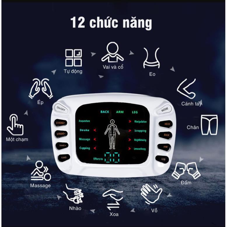 Máy Mát Xa Xung Điện, Máy Massage Trị Liệu 8 Miếng Dán, Máy Xung Điện Trị Liệu