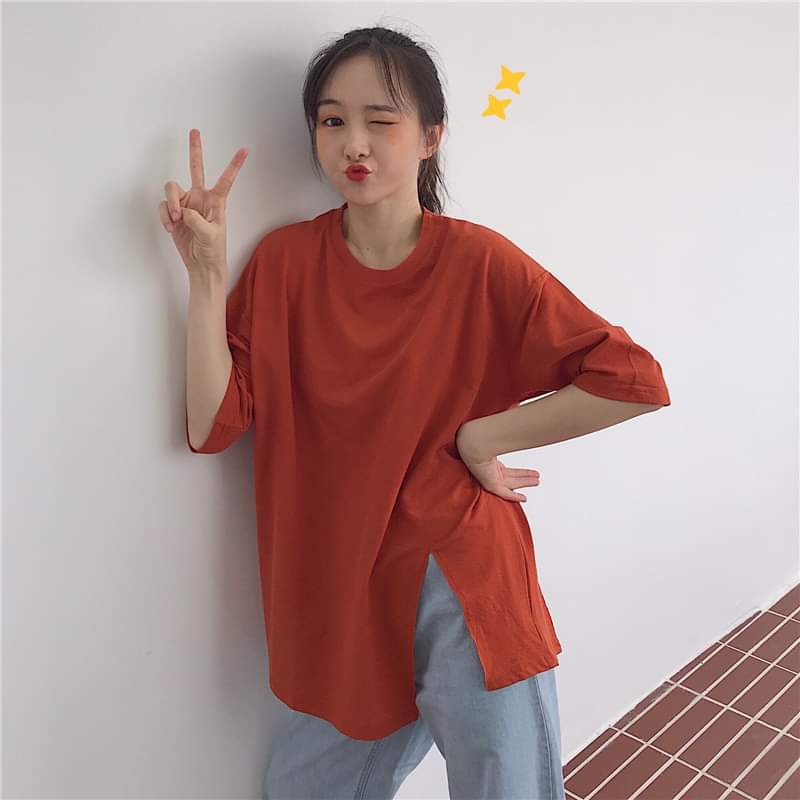 ÁO THUN XẺ TÀ TAY LỠ VẠT LỆCH CHÉO ULZZANG 4 MÀU BASIC