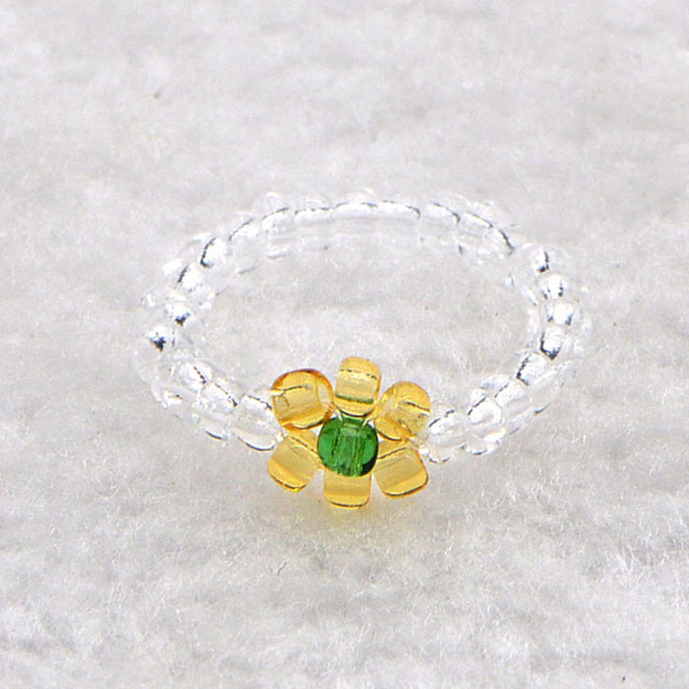 1 pcs Fashion Nhẫn Nữ Thời Trang Vintage Color Crystal Flowers Transparent Beads Rings