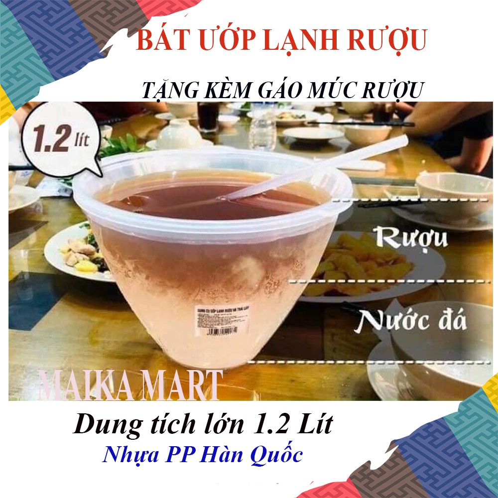 Bộ Bát Đựng Rượu / Bát Ướp lạnh Rượu - Tặng Kèm Gáo Múc Rượu. Dung Tích 1.2 Lít, Nhựa PP