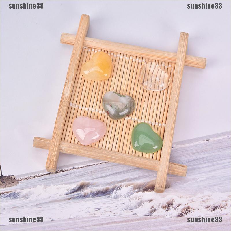 [MULINHE] Đá Thạch Anh Pha Lê Chakra Hình Trái Tim Mini Chữa Bệnh Reiki